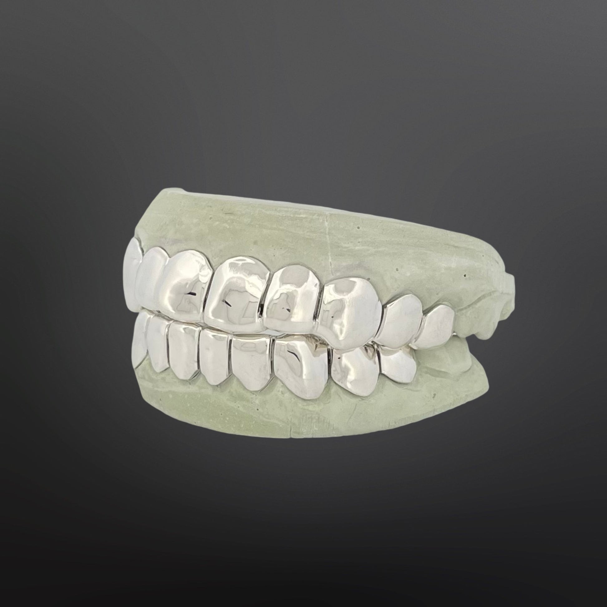 High polish plain solid silver grillz full set for top and bottom teeth