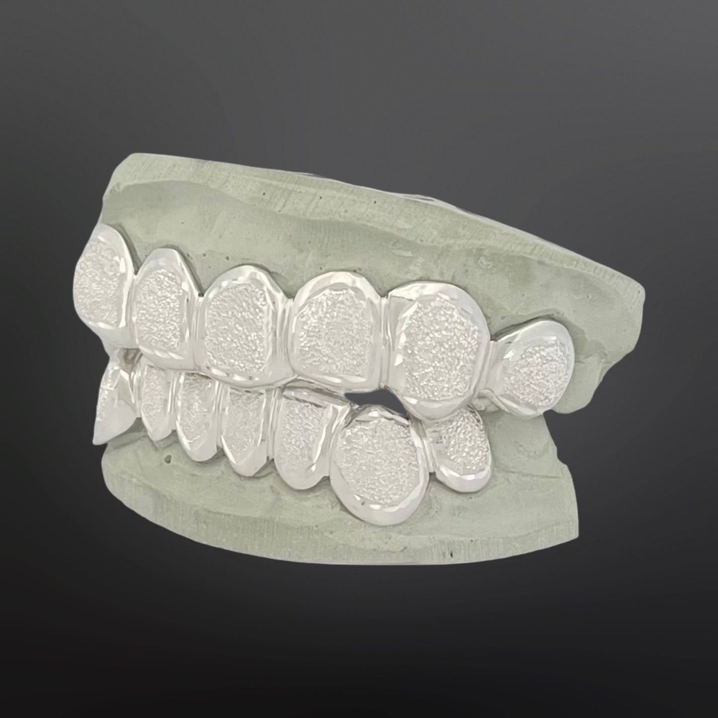 Solid Plain Frames And Diamond Dust Center Eight Top Eight Bottom Full Set Silver