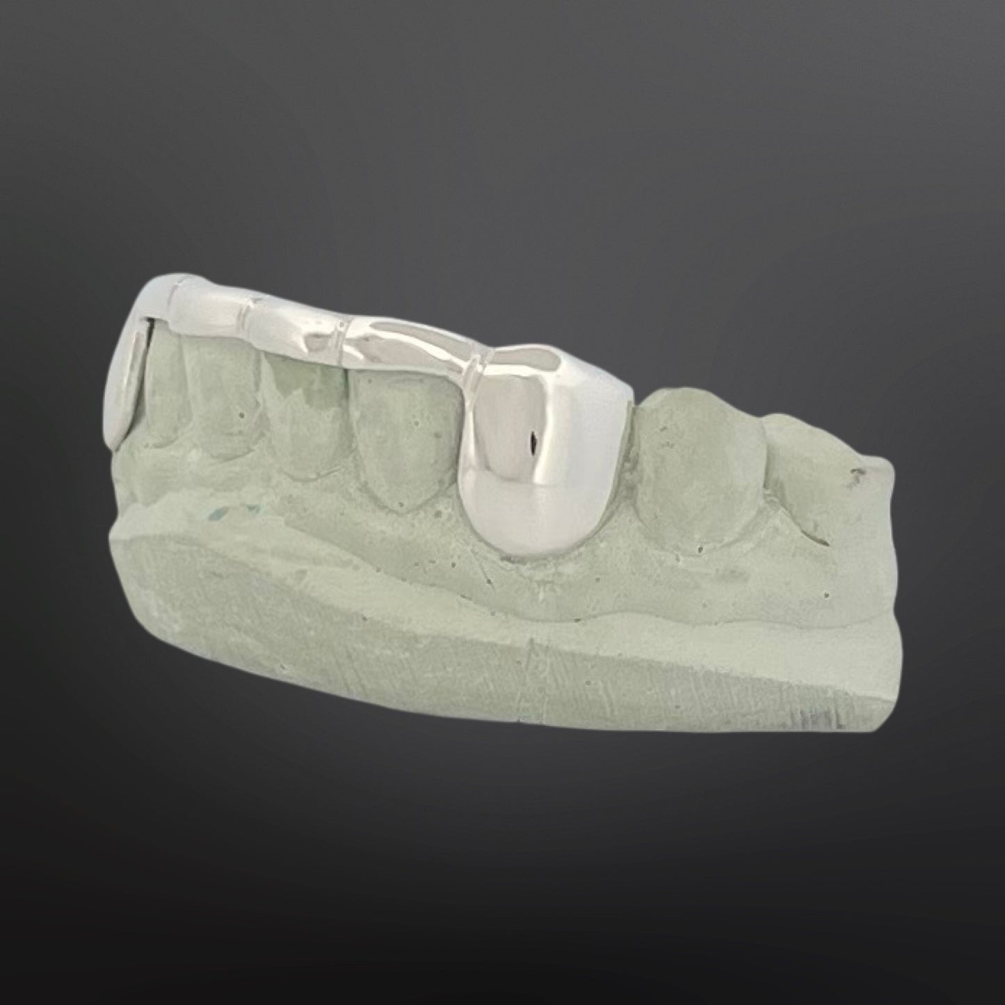 Solid Plain Fangs And Tip Cover Bar Six Teeth Bottom Set Silver