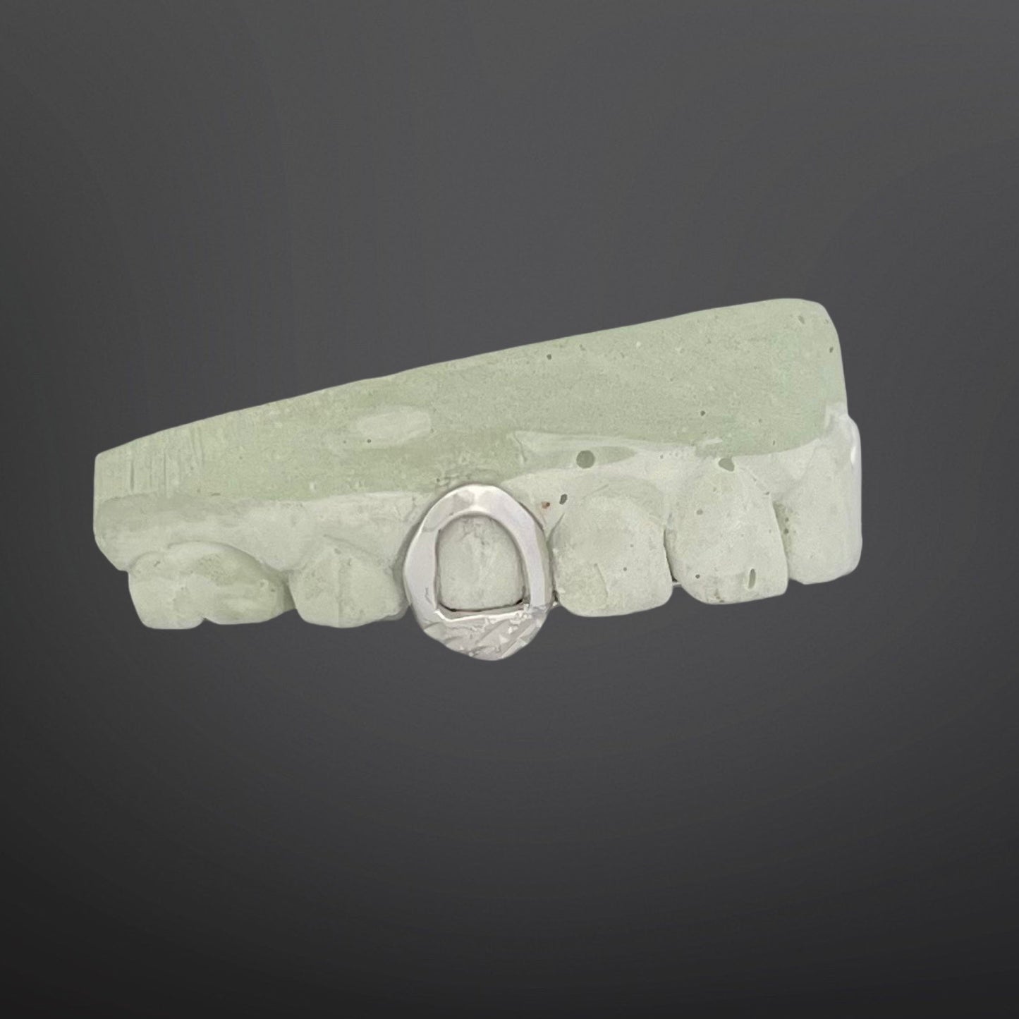 Open Face Fangs And Diamond Cut Tips With Back Bar Two Teeth Top Silver