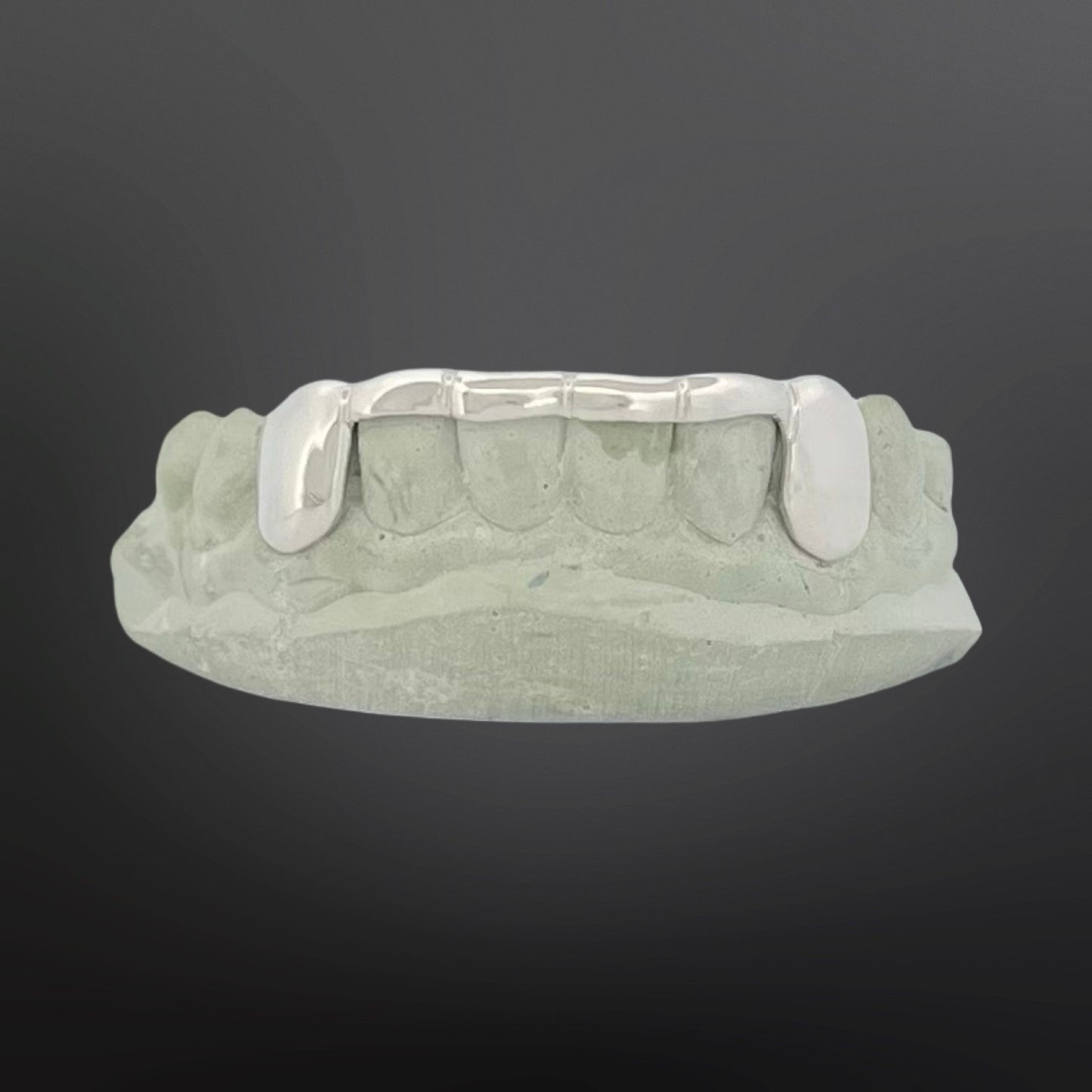 Solid Plain Fangs And Tip Cover Bar Six Teeth Bottom Set Silver