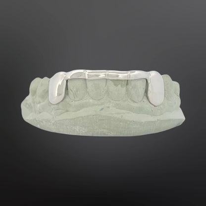 Solid Plain Fangs And Tip Cover Bar Six Teeth Bottom Set Silver