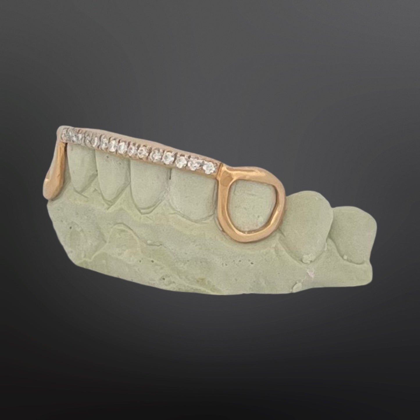 Iced Out Bar And Open Face Fangs Six Teeth Bottom Set Silver Yellow