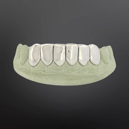 Solid Plain Six Teeth Bottom Set With Perm Cuts Silver