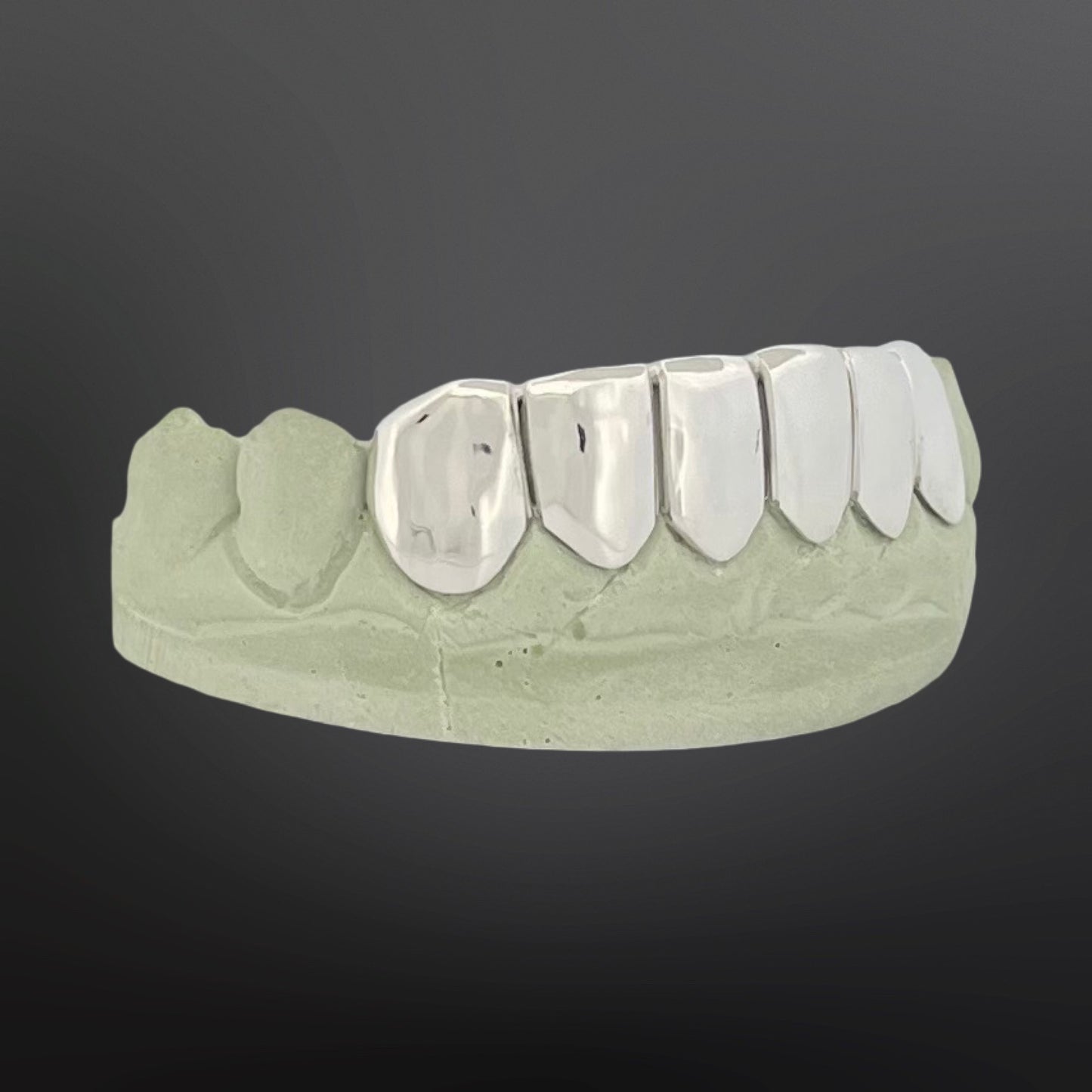 Solid Plain Six Teeth Bottom Set With Perm Cuts Silver