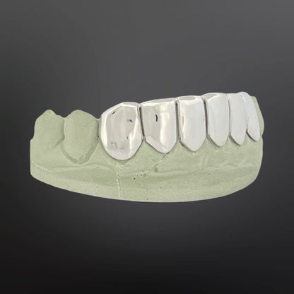 Solid Plain Six Teeth Bottom Set With Perm Cuts Silver