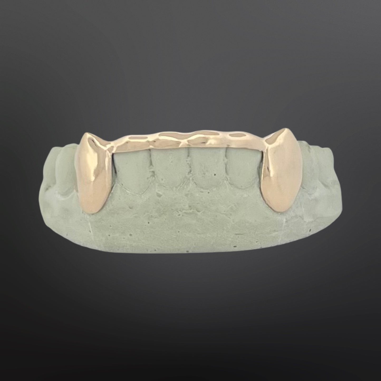 Solid Fangs And Tip Cover Bar Six Teeth Bottom Set Natural Gold