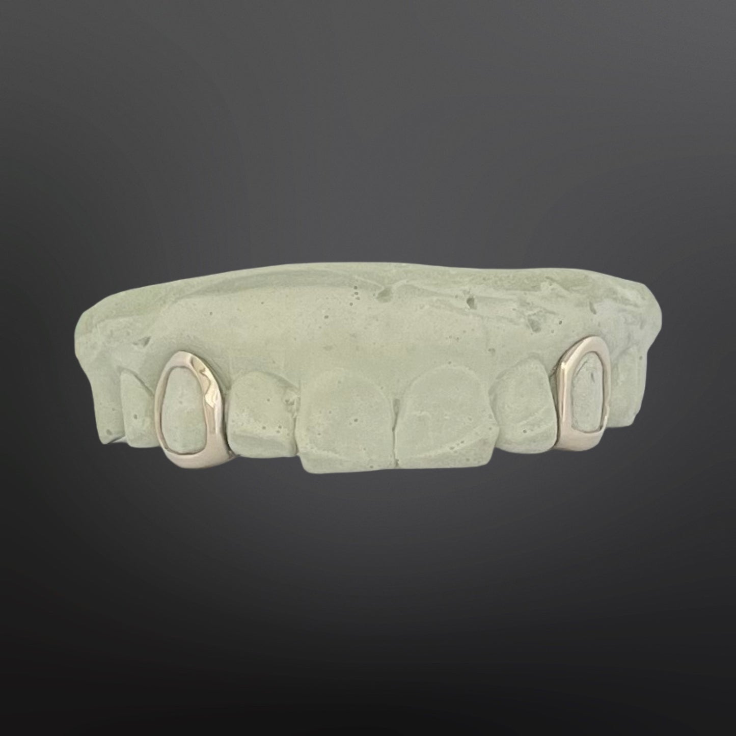 Solid Plain Open Face Fangs With Back Bar Silver
