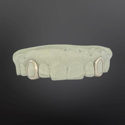 Solid Plain Open Face Fangs With Back Bar Silver