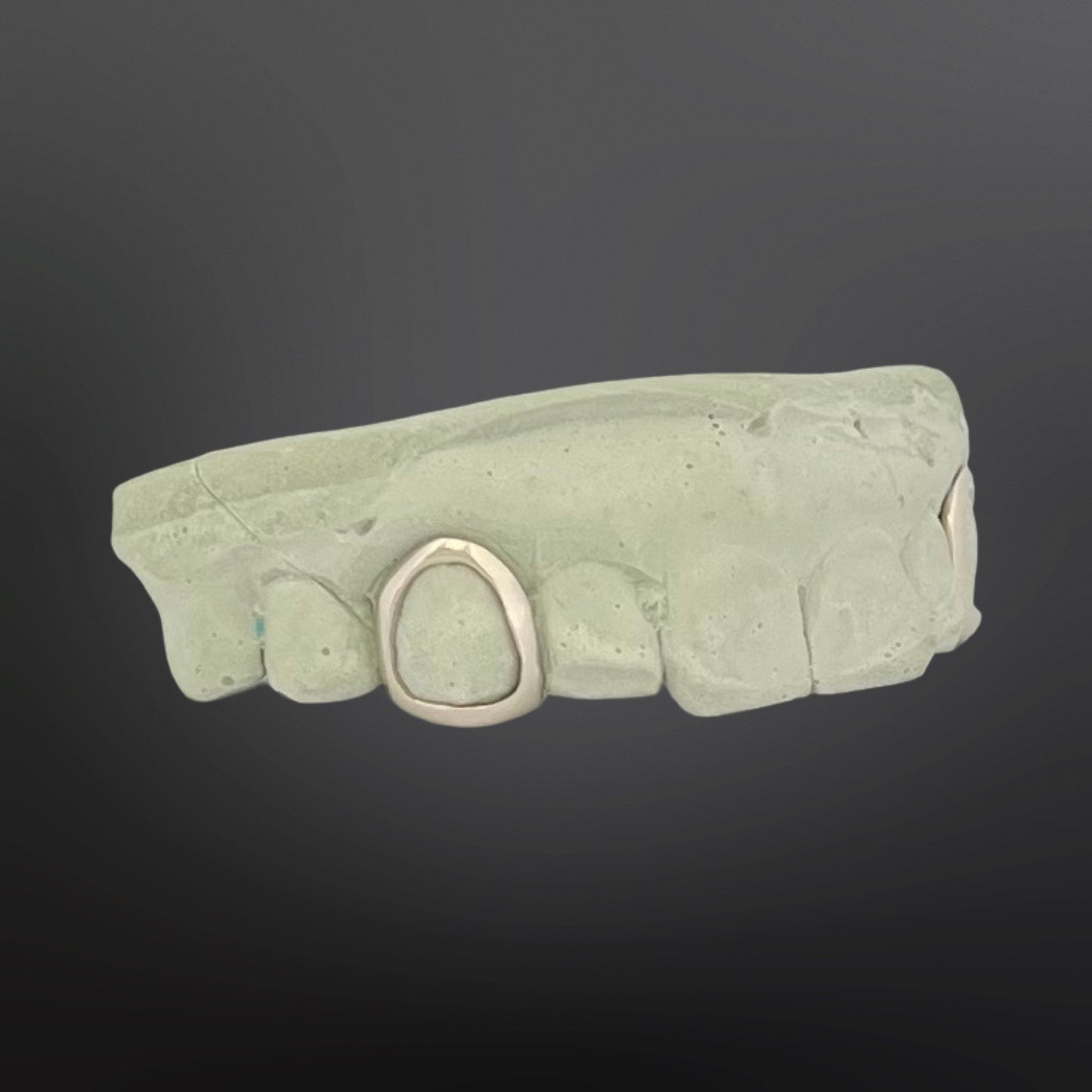 Solid Plain Open Face Fangs With Back Bar Silver