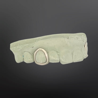 Solid Plain Open Face Fangs With Back Bar Silver