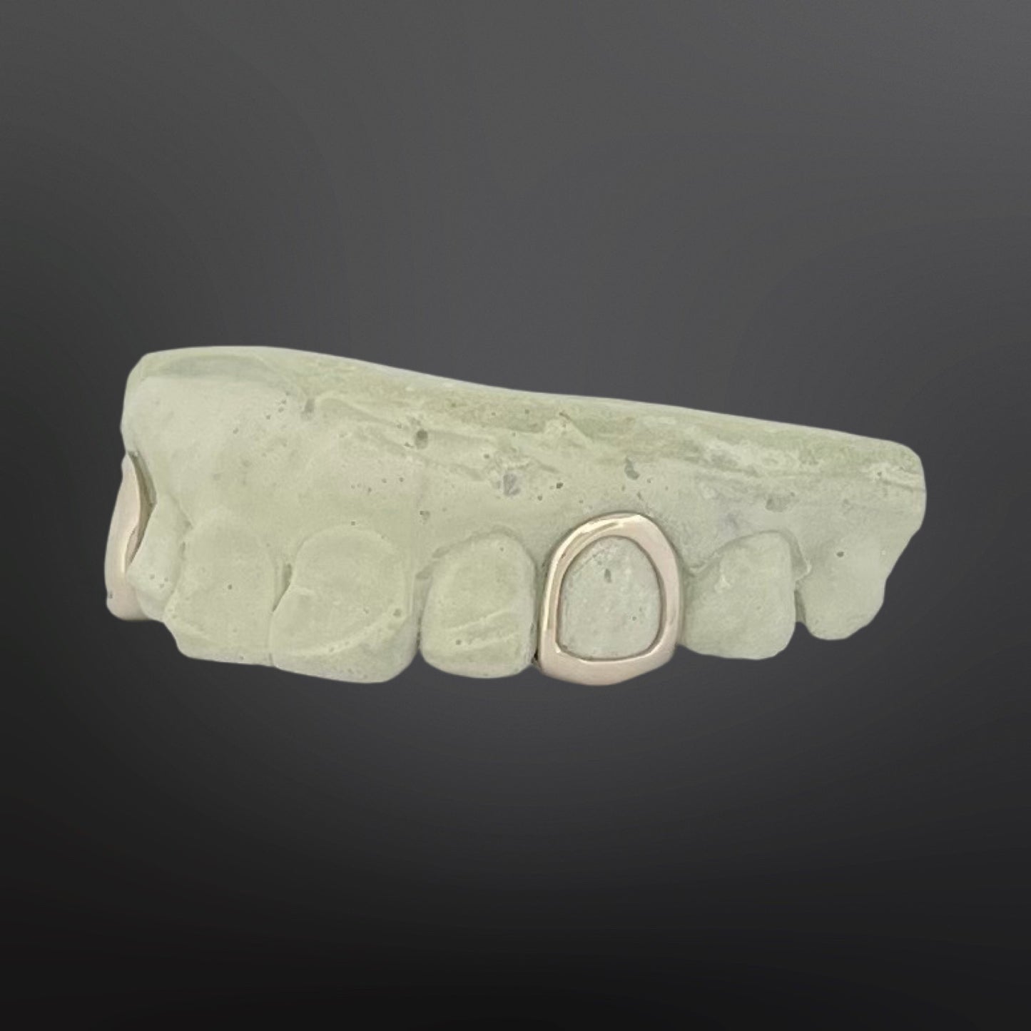 Solid Plain Open Face Fangs With Back Bar Silver