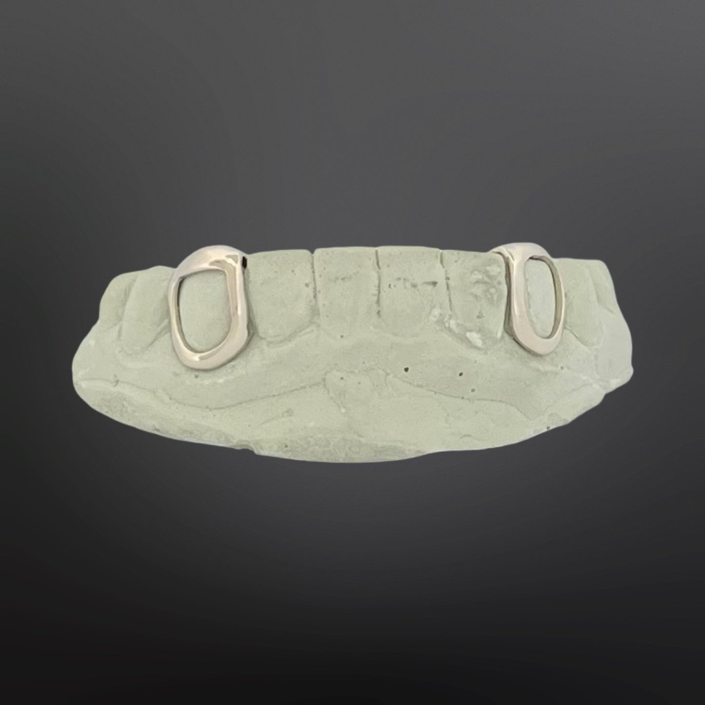 Solid Plain Open Face Fangs With Back Bar Silver