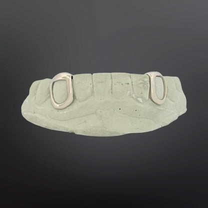 Solid Plain Open Face Fangs With Back Bar Silver