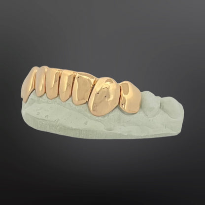 Solid Plain Grillz With Perm Cuts Eight Teeth Bottom Set Silver Yellow
