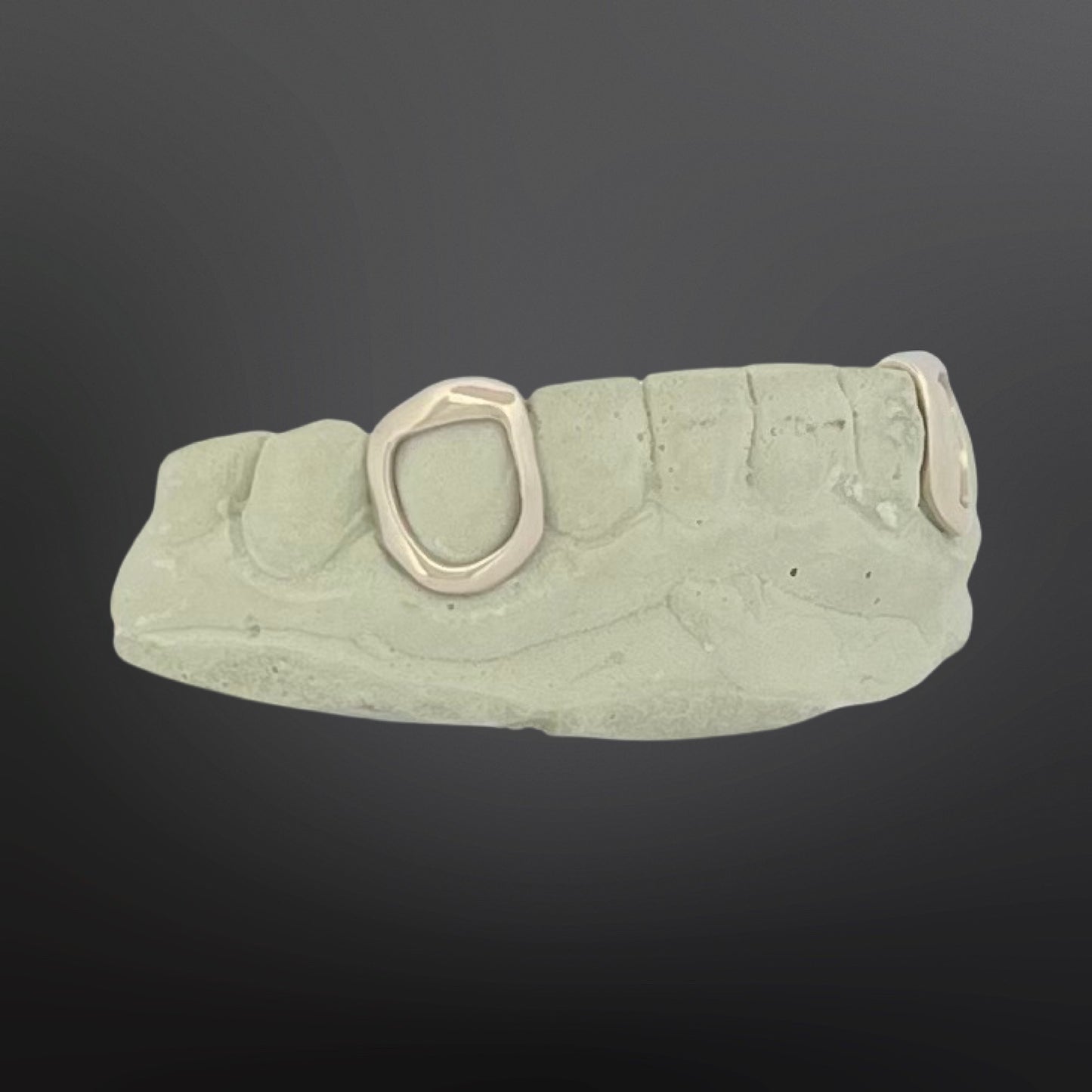 Solid Plain Open Face Fangs With Back Bar Silver