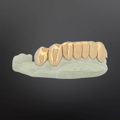 Solid Plain Grillz With Perm Cuts Eight Teeth Bottom Set Silver Yellow