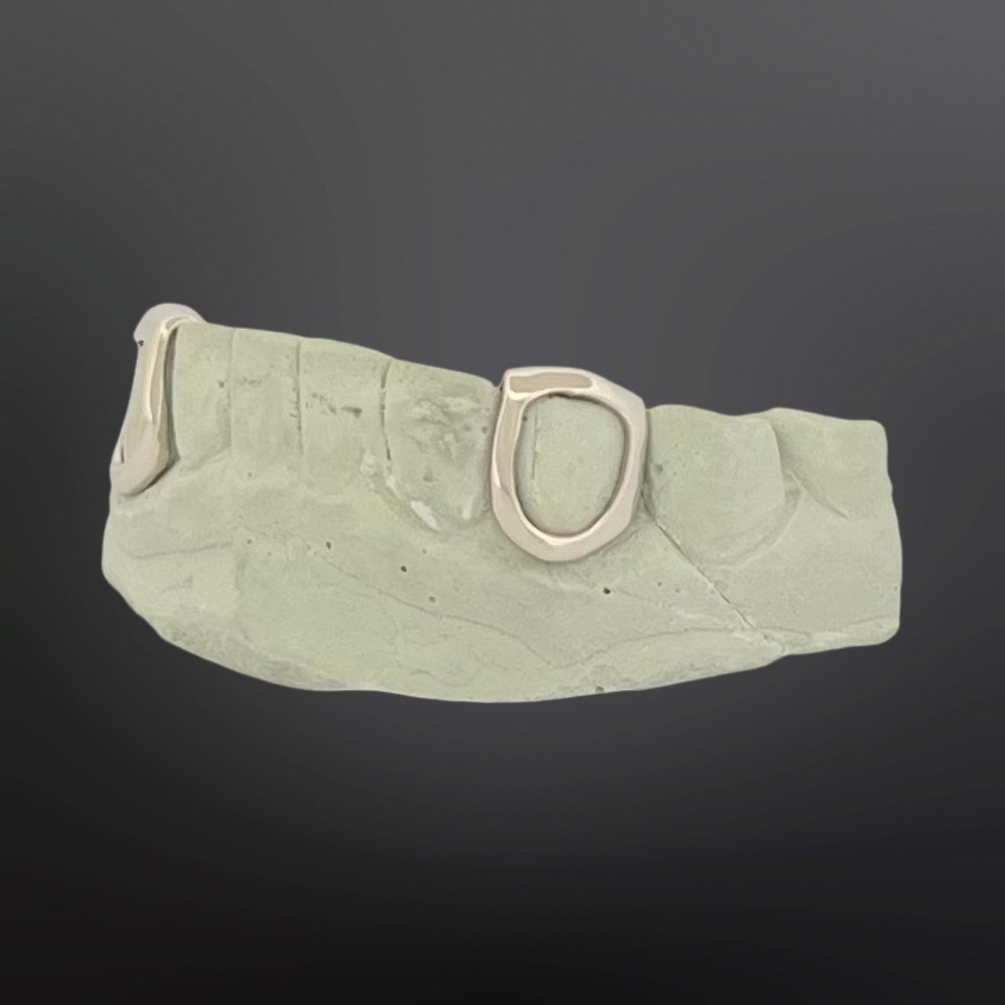 Solid Plain Open Face Fangs With Back Bar Silver