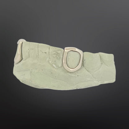 Solid Plain Open Face Fangs With Back Bar Silver