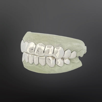 Plain Solid Ten Top Ten Bottom Full Set With Perm Cuts Silver