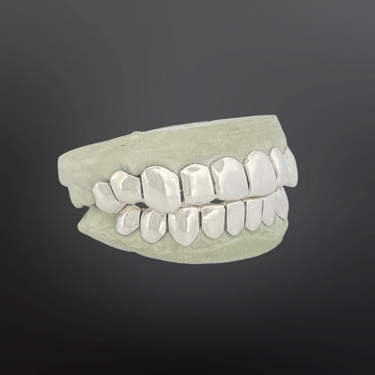 Plain Solid Ten Top Ten Bottom Full Set With Perm Cuts Silver