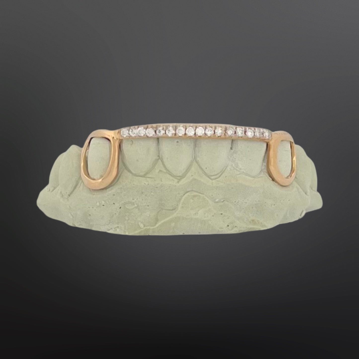 Iced Out Bar And Open Face Fangs Six Teeth Bottom Set Silver Yellow