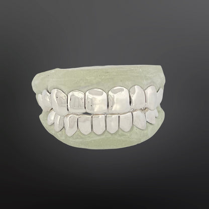 Plain Solid Ten Top Ten Bottom Full Set With Perm Cuts Silver