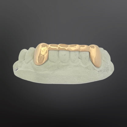 Solid Plain Fangs And Tip Cover Bar Six Teeth Bottom Set Silver Yellow